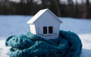House wrapped in scarf